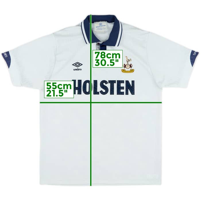 1991-93 Tottenham Home Shirt #8 (Gascoigne) - 8/10 - (XL)