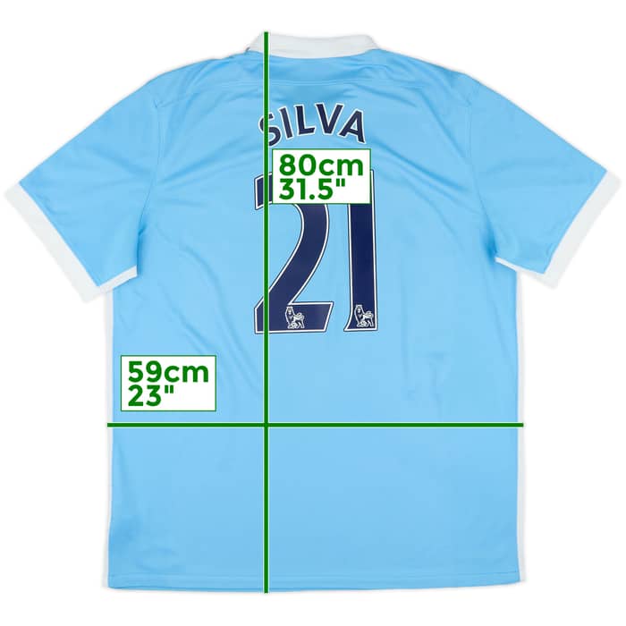 2015-16 Manchester City Home Shirt Silva #21 - 8/10 - (XL)