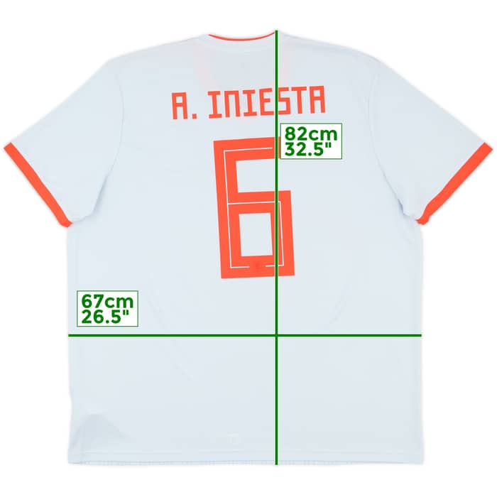 2018-19 Spain Away Shirt A.Iniesta #6 - 9/10 - (XXL)