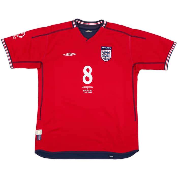 2002-04 Inglaterra Camiseta Visitante Scholes #8 - 8/10 - (L)