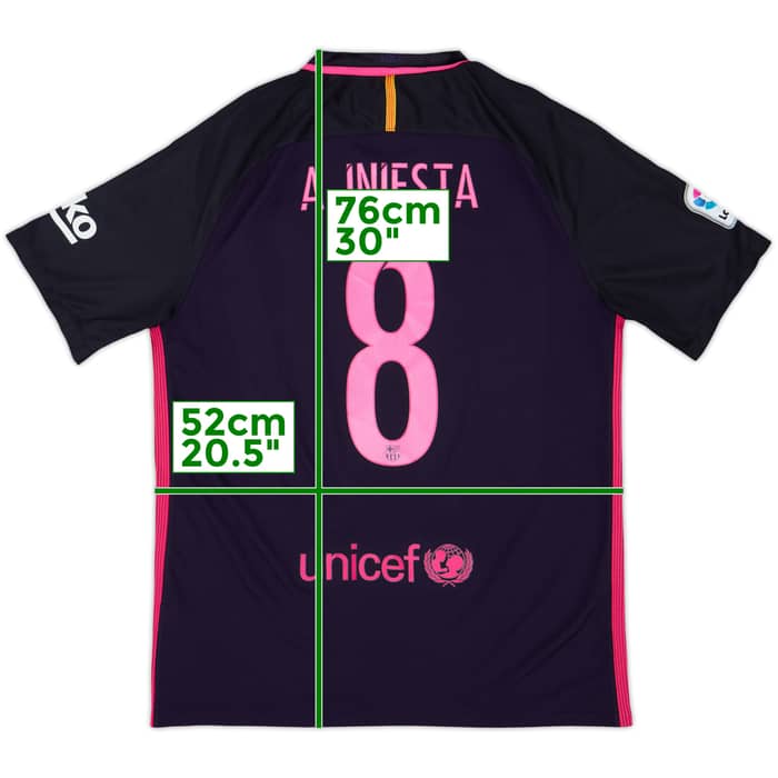 2016-17 Barcelona Away Shirt Iniesta #8 - 9/10 - (L)