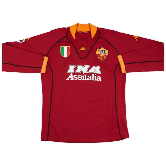 2001-02 Roma Match Issue Home L/S Shirt Candela #32