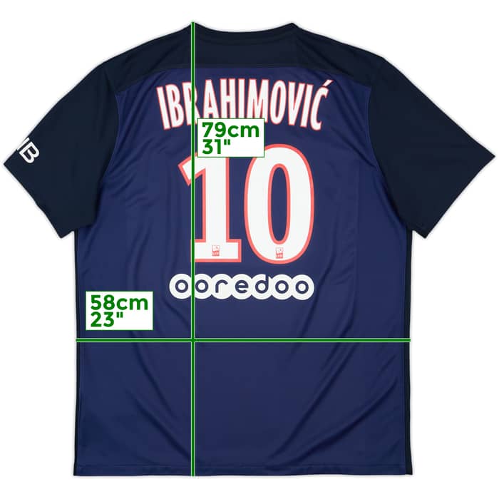 2015-16 Paris Saint-Germain Home Shirt Ibrahimovic #10 - 6/10 - (XL)
