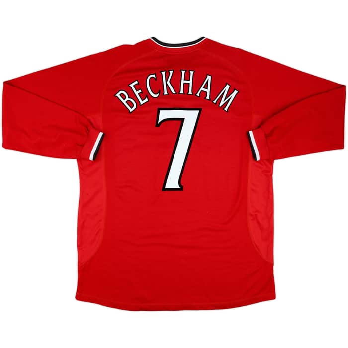 2000-02 Manchester United Home L/S Shirt Beckham #7 - 6/10 - (XL)