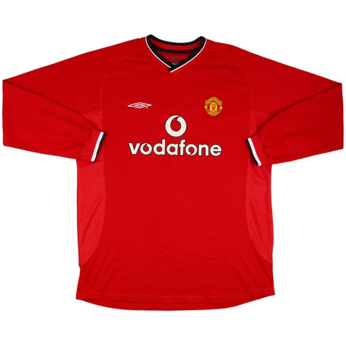 2000-02 Manchester United Home L/S Shirt Beckham #7 - 6/10 - (XL)