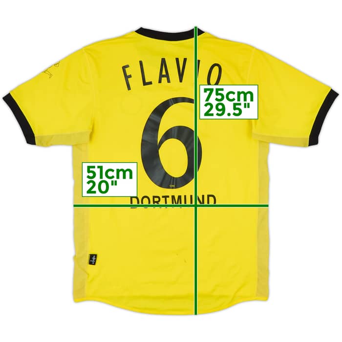 2003-04 Borussia Dortmund Signed Home Shirt Flavio #6 - 6/10 - (S)