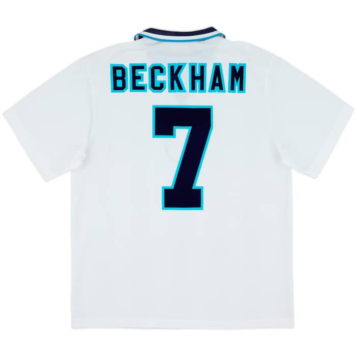 1995-97 England Home Shirt Beckham #7 - 8/10 - (L)