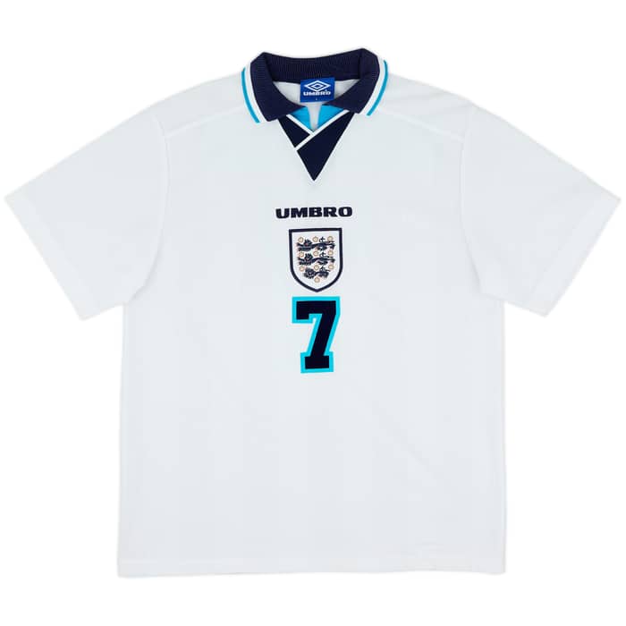 1995-97 England Home Shirt Beckham #7 - 8/10 - (L)