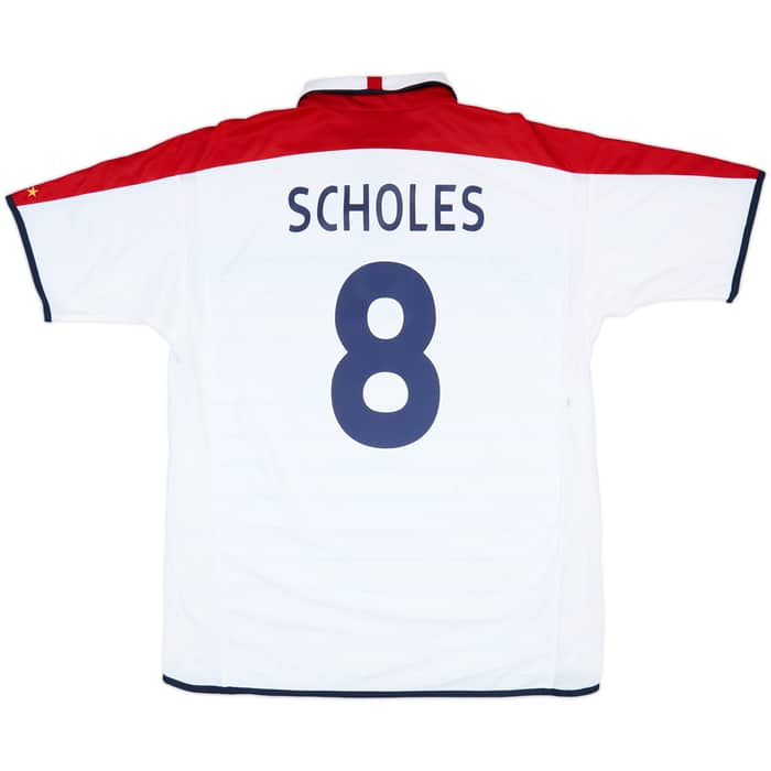 2003-05 England Home Shirt Scholes #8 - 5/10 - (XL)