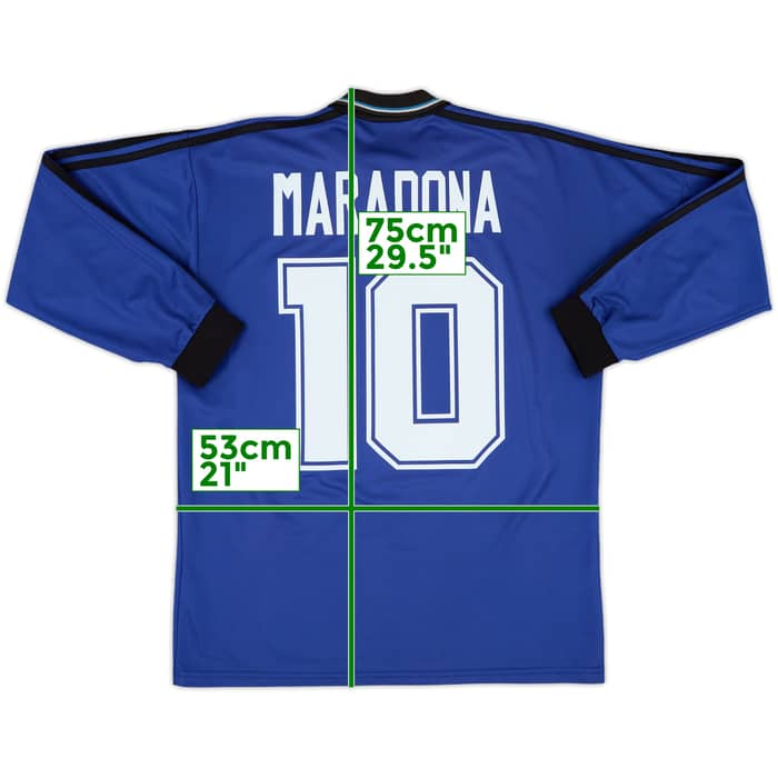 1994-97 Argentina Away L/S Shirt Maradona #10 - 8/10 - (L)