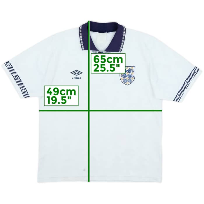 1990-92 England Home Shirt - 8/10 - (S)