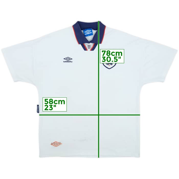 1993-95 England Home Shirt - 5/10 - (XL)