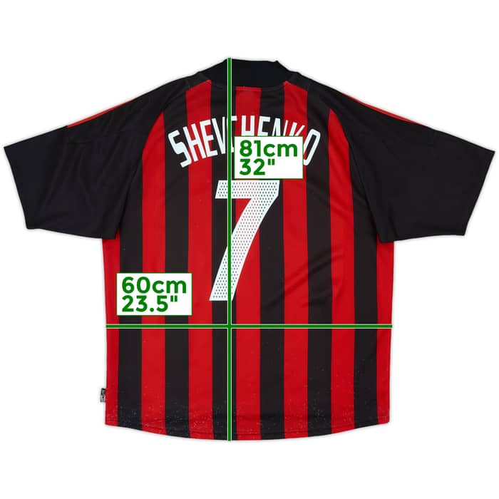 2002-03 AC Milan Home Shirt Shevchenko #7 - 6/10 - (XL)