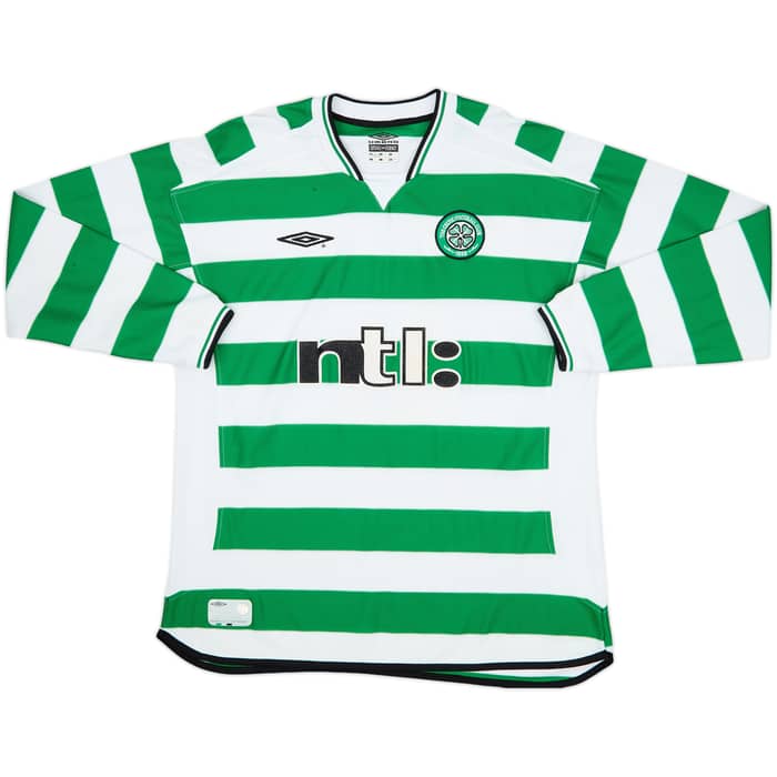 2001-03 Celtic Home L/S Shirt Larsson #7 - 8/10 - (XL)