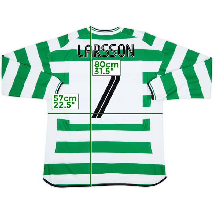 2001-03 Celtic Home L/S Shirt Larsson #7 - 8/10 - (XL)