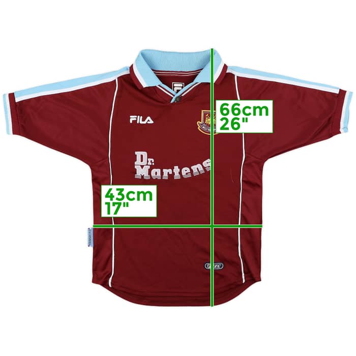 1999-01 West Ham Home Shirt - 6/10 - (L.Boys)
