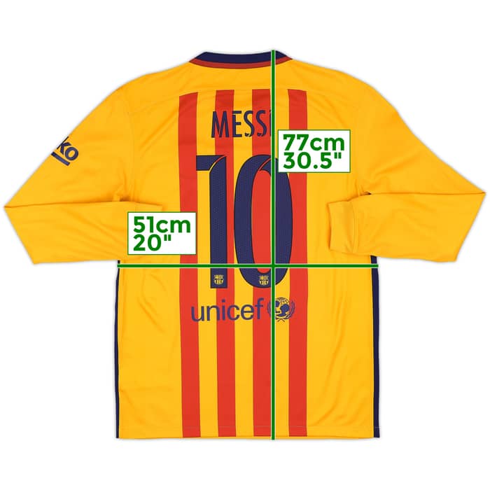 2015-16 Barcelona Away L/S Shirt Messi #10 - 8/10 - (M)