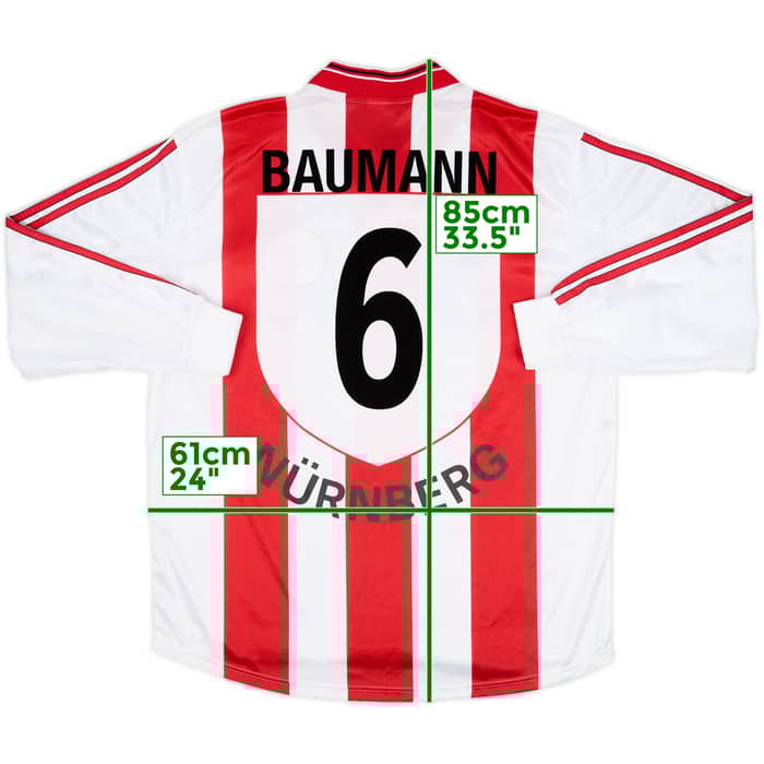 1998-99 Nurnberg Signed Away L/S Shirt Baumann #6 - 5/10 - (XL)