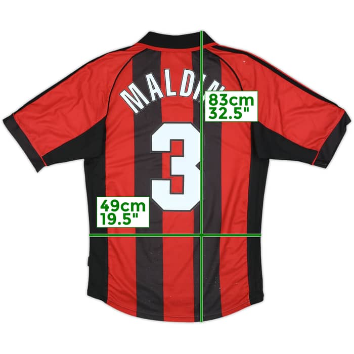 1998-00 AC Milan Home Shirt Maldini #3 - 7/10 - (S)