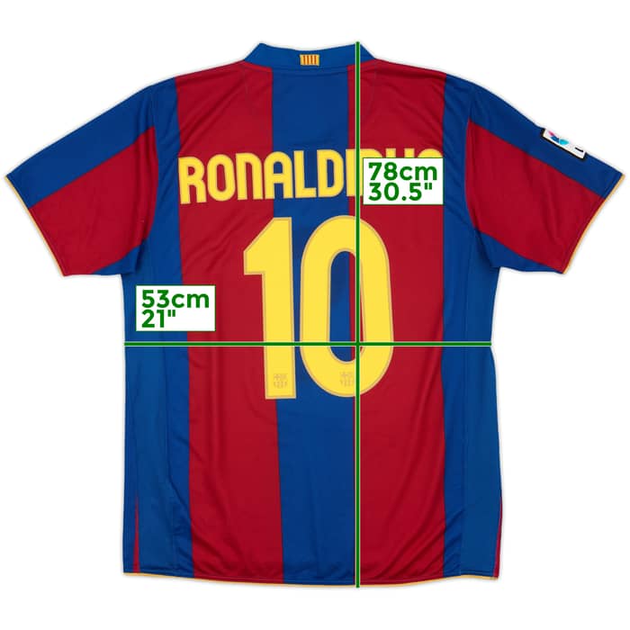 2007-08 Barcelona Home Shirt Ronaldinho #10 - 7/10 - (L)