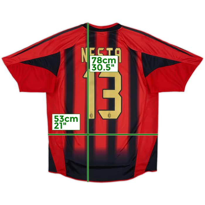2004-05 AC Milan Home Shirt Nesta #13 - 8/10 - (L)