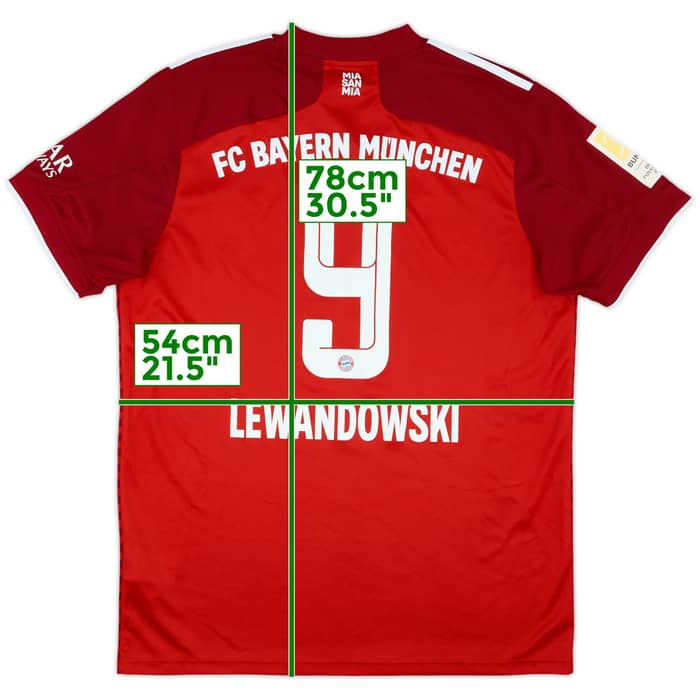 2021-22 Bayern Munich Home Shirt Lewandowski #9 - 7/10 - (L)