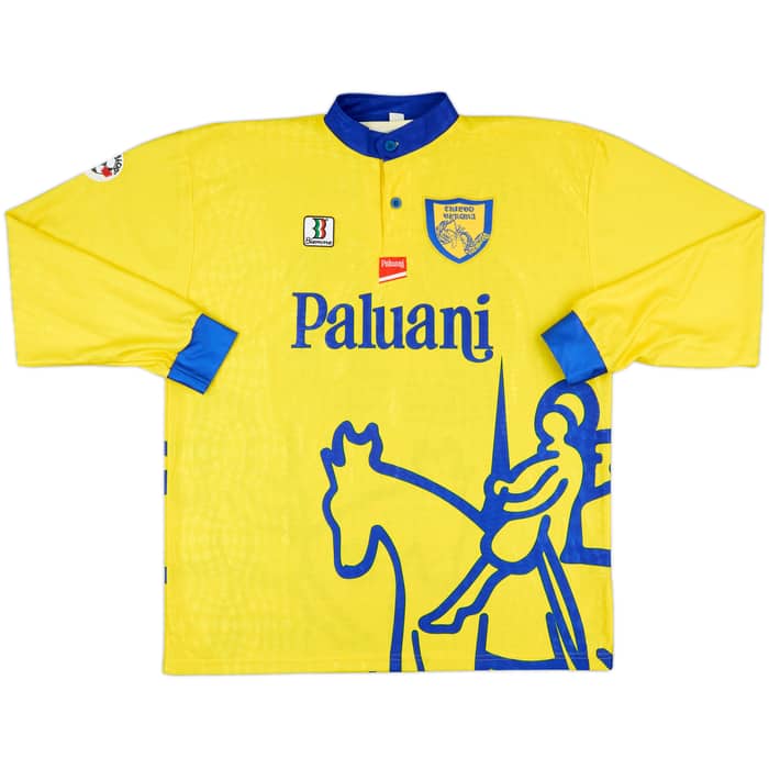1998-99 Chievo Verona Match Issue Home L/S Shirt De Cesare #26
