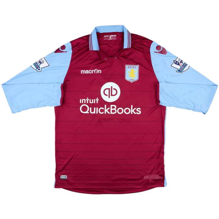 2015-16 Aston Villa Match Issue Home L/S Shirt Lescott #16