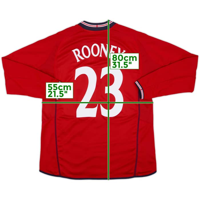 2002-04 England Away L/S Shirt Rooney #23 - 8/10 - (L)