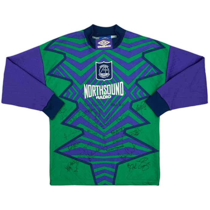 1994-95 Aberdeen Squad Signed GK Shirt Snelders #1 - 8/10 - (XS)