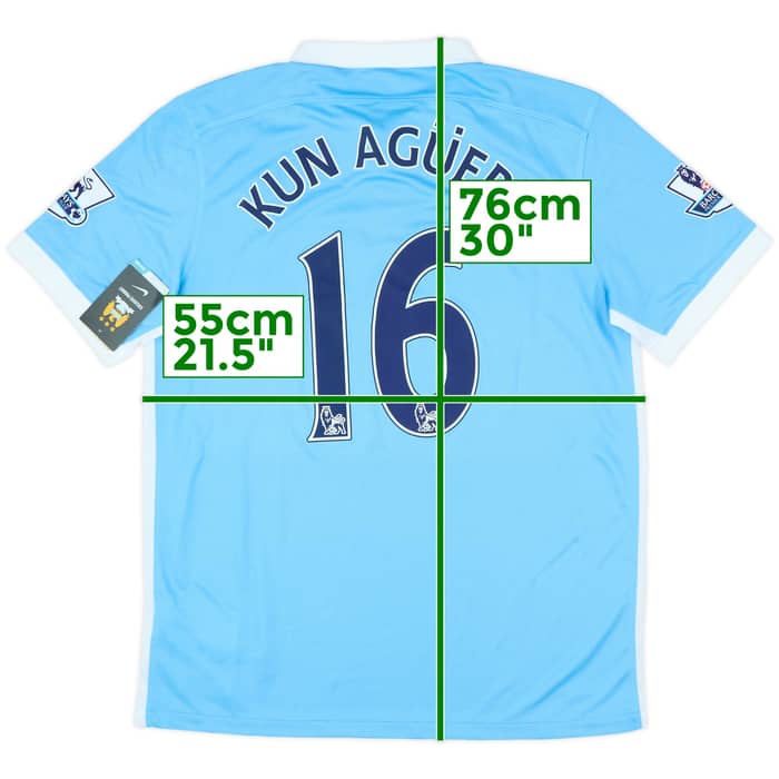 2015-16 Manchester City Home Shirt Kun Aguero #16 (L)