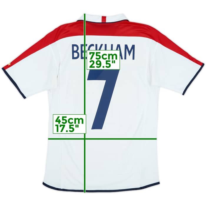 2003-05 England Home Shirt Beckham #7 - 6/10 - (S)