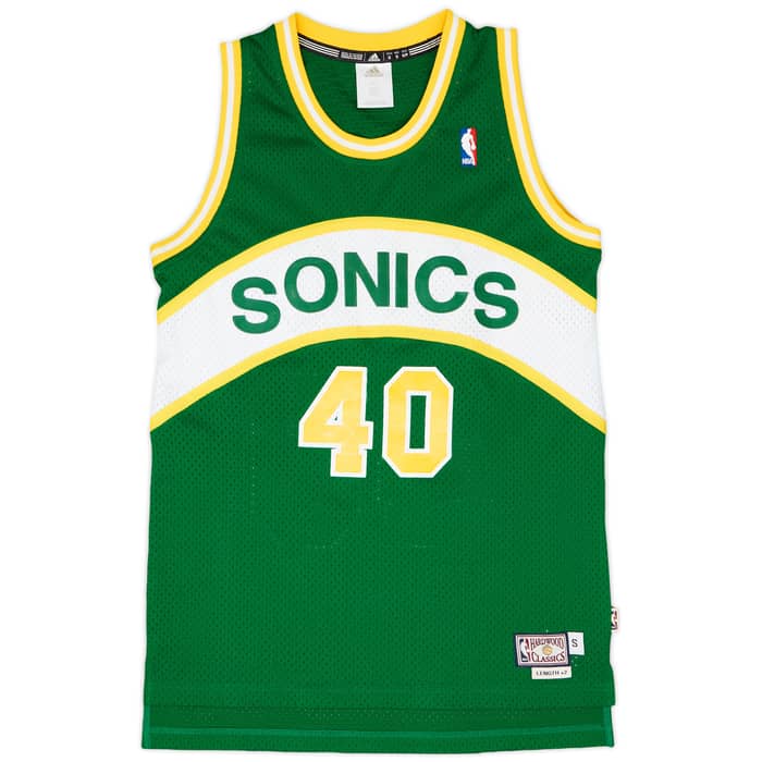 1994-95 Seattle Supersonics Kemp #40 adidas Hardwood Classics Swingman Away Jersey - 6/10 - (S)