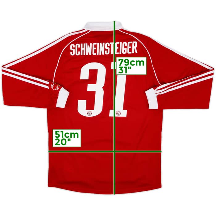 2006-07 Bayern Munich Player Issue Home L/S Shirt Schweinsteiger #31 - 8/10 - (M)
