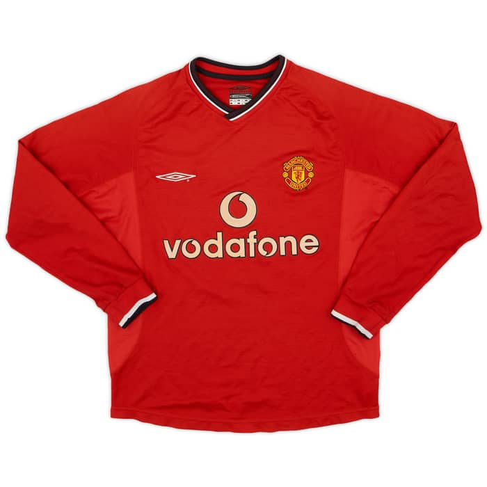 2000-02 Manchester United Home L/S Shirt Scholes #18 - 7/10 - (L)
