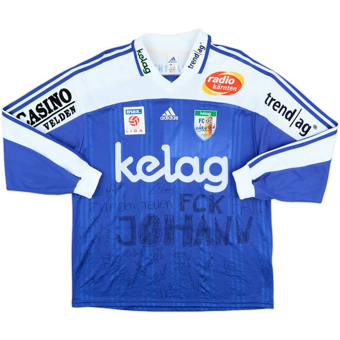 2001-02 FC Karnten Match Issue Squad Signed Away L/S Shirt Lamprecht #18