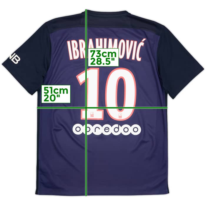 2015-16 Paris Saint-Germain Home Shirt Ibrahimovic #10 - 5/10 - (M)
