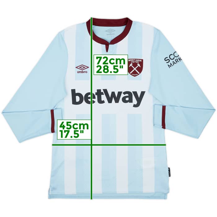 2021-22 West Ham Away L/S Shirt Noble #16 - 6/10 - (S)