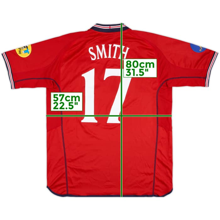 2002 England Match Issue U21 European Championships Away Shirt Smith #17
