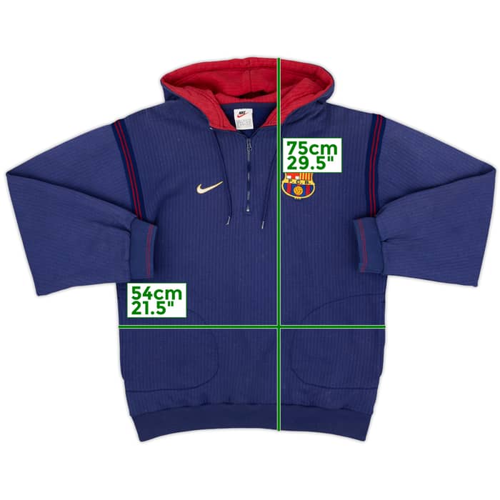 1998-99 Barcelona Nike 1/4 Zip Hooded Sweat Top - 8/10 - (S)
