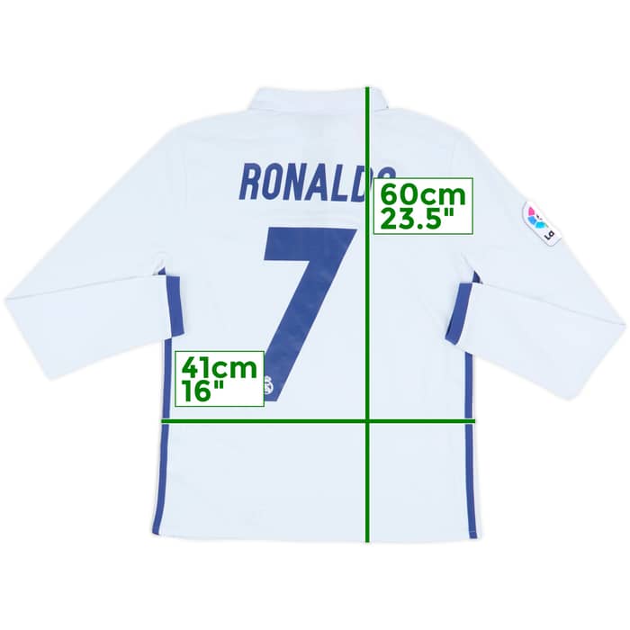 2016-17 Real Madrid Home L/S Shirt Ronaldo #7 - 6/10 - (L.Boys)
