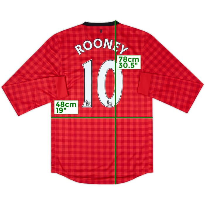 2012-13 Manchester United Home L/S Shirt Rooney #10 (S)