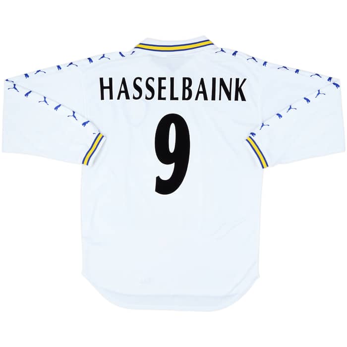 1998-00 Leeds United Home L/S Shirt Hasselbaink #9 - 7/10 - (M)
