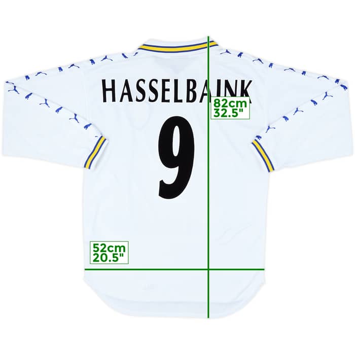 1998-00 Leeds United Home L/S Shirt Hasselbaink #9 - 7/10 - (M)