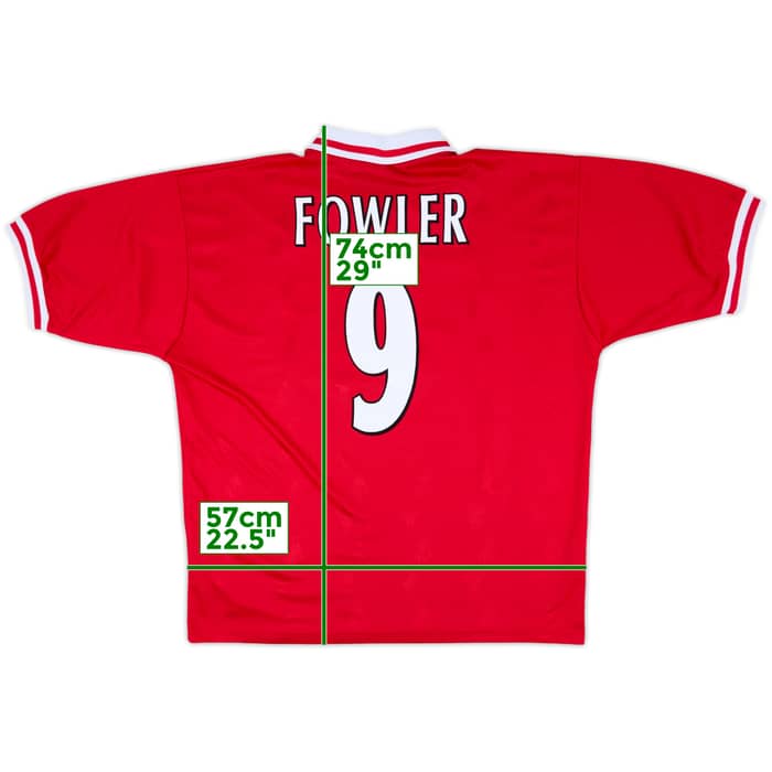 1996-98 Liverpool Home Shirt Fowler #9 - 7/10 - (XL)