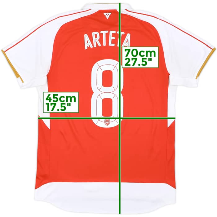 2015-16 Arsenal Home Shirt Arteta #8 - 9/10 - (L)