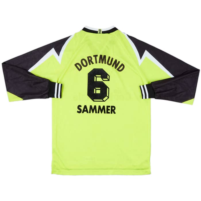 1995-96 Borussia Dortmund Home L/S Shirt Sammer #6 - 8/10 - (XL.Boys)