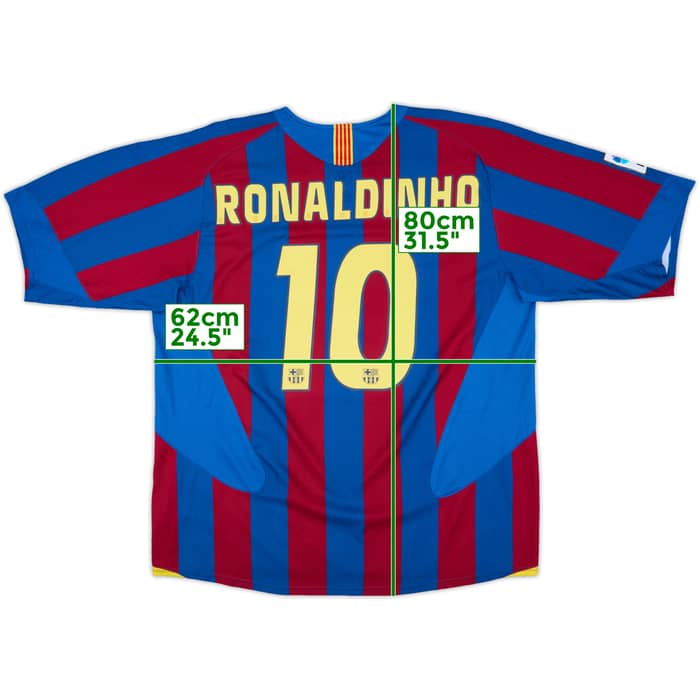 2005-06 Barcelona Home Shirt Ronaldinho #10 - 9/10 - (XL)