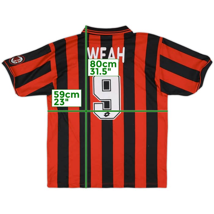 1996-97 AC Milan Home Shirt Weah #9 - 7/10 - (XL)