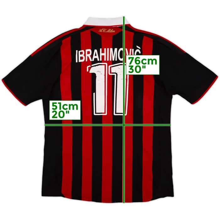 2009-10 AC Milan Home Shirt Ibrahimovic #11 - 4/10 - (M)